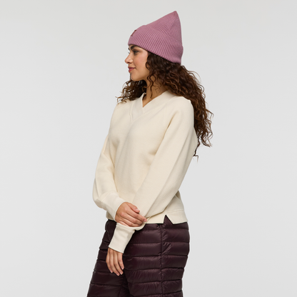 Atajo Long-Sleeve Waffle V-Neck - Women's - Cream - US 2389