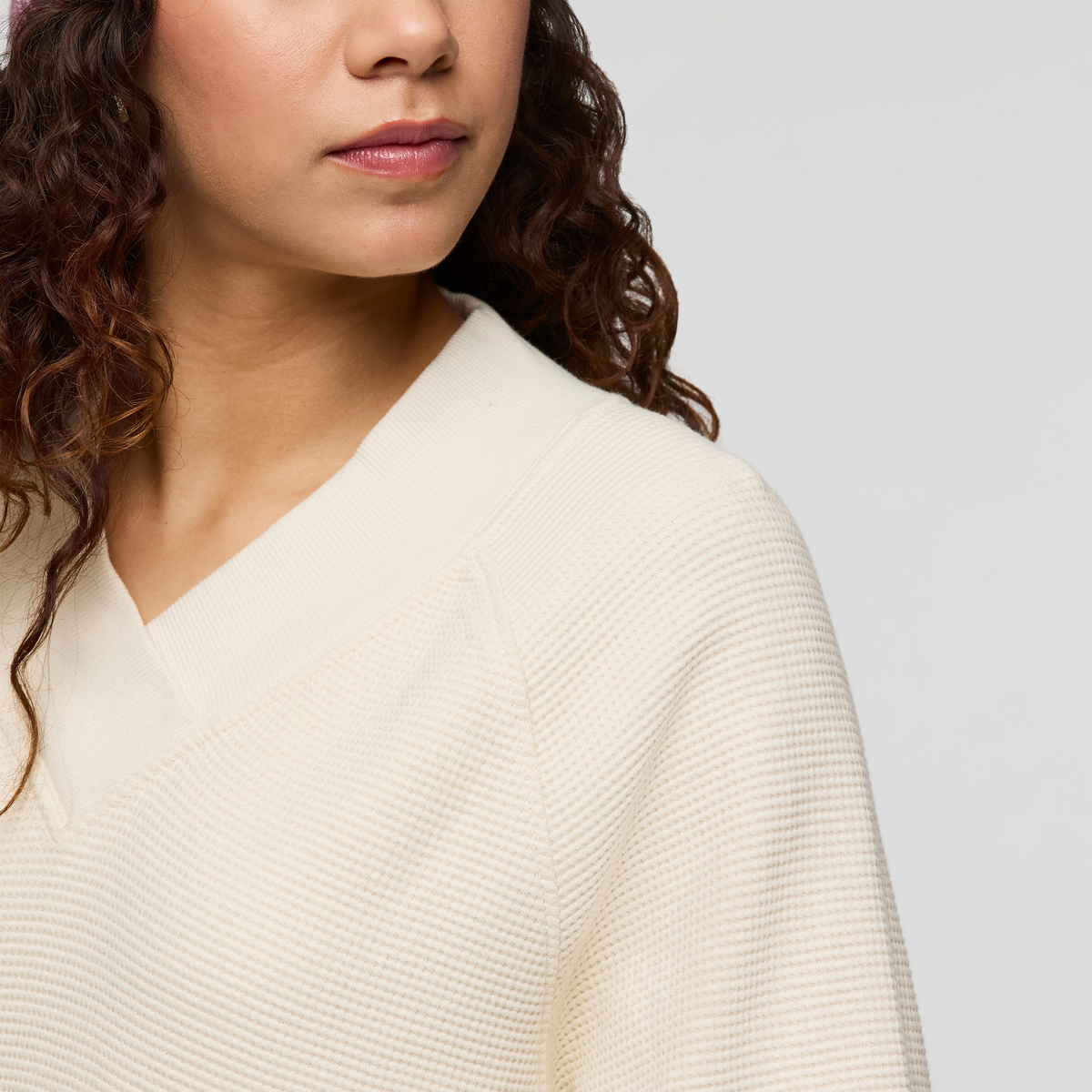 Atajo Long-Sleeve Waffle V-Neck - Women's - Cream - US 2389