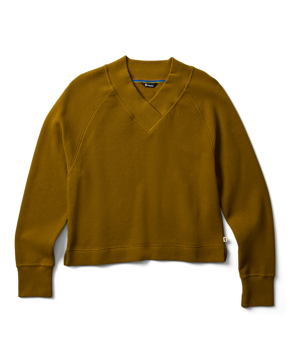 Atajo Long-Sleeve Waffle V-Neck - Women's - Log Cabin - US 9528