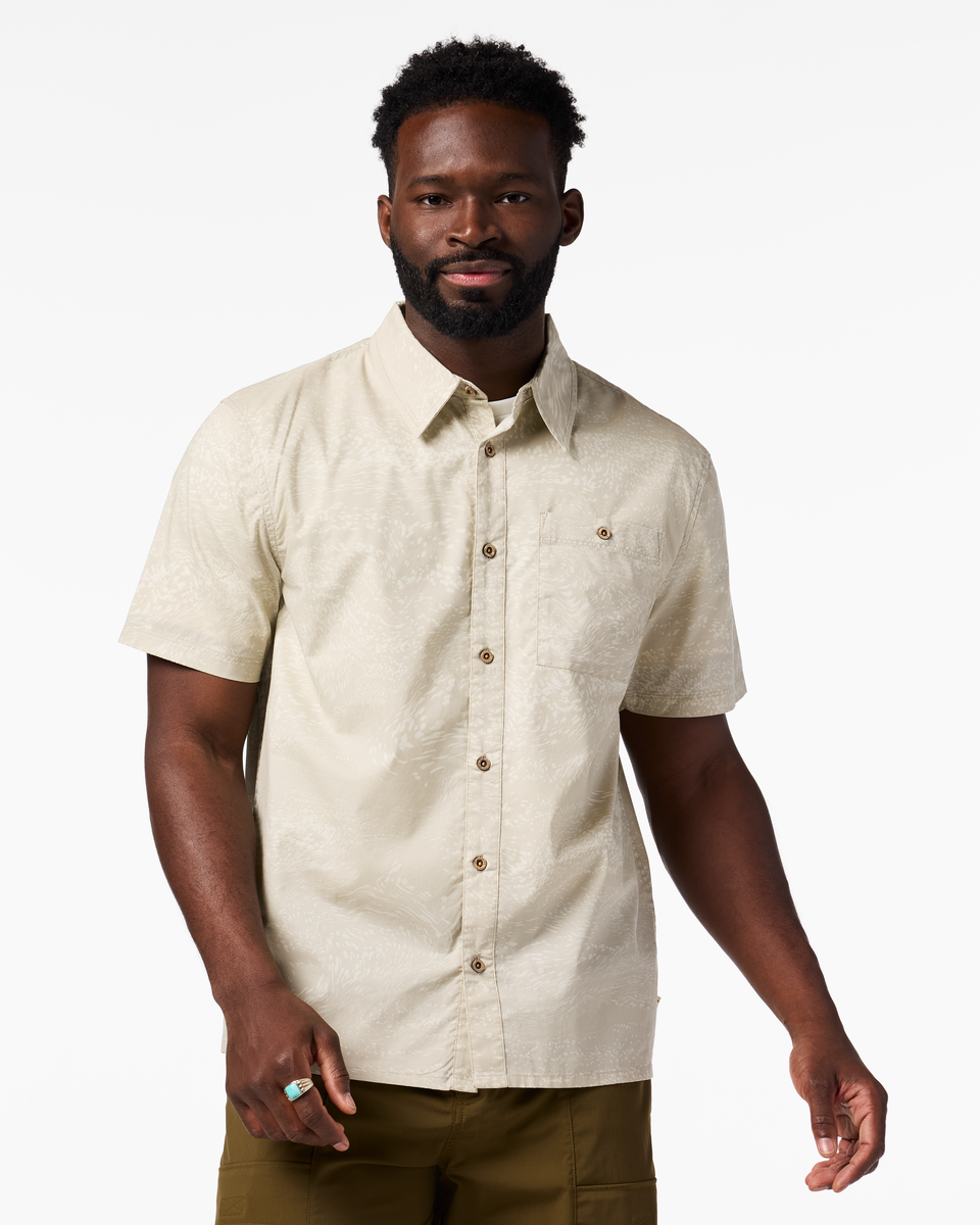 Estival Button Up Shirt - Print - Men's - Waves Mineral - US 4362