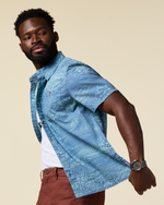 Estival Button Up Shirt - Print - Men's - Waves Steel Blue - US 8362