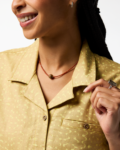 Afuera Button Up Shirt - Print - Women's - Shimmer Honeydew - US 4957