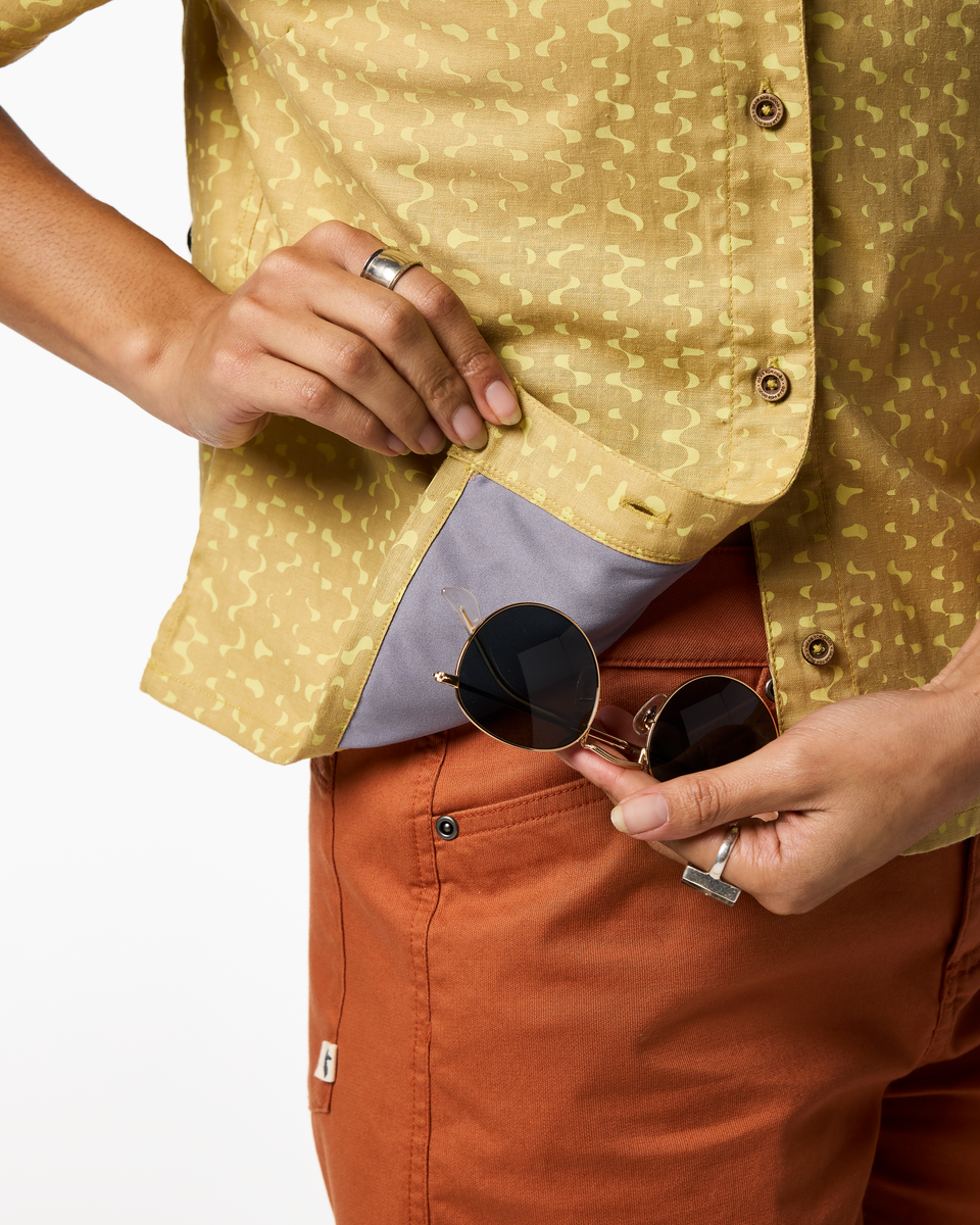 Afuera Button Up Shirt - Print - Women's - Shimmer Honeydew - US 4957